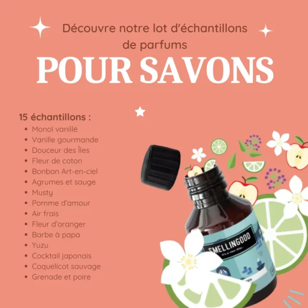 Lot d'échantillons de parfums pour savons