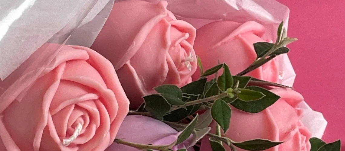 bouquet de roses bougies